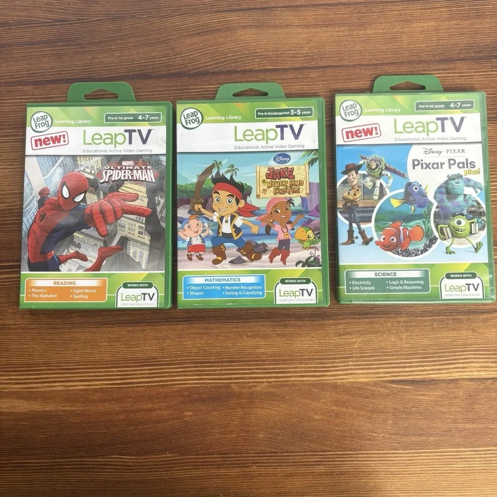 LeapFrog LeapTV Educational Video Gaming System Bundle w/ 3 Games Tested